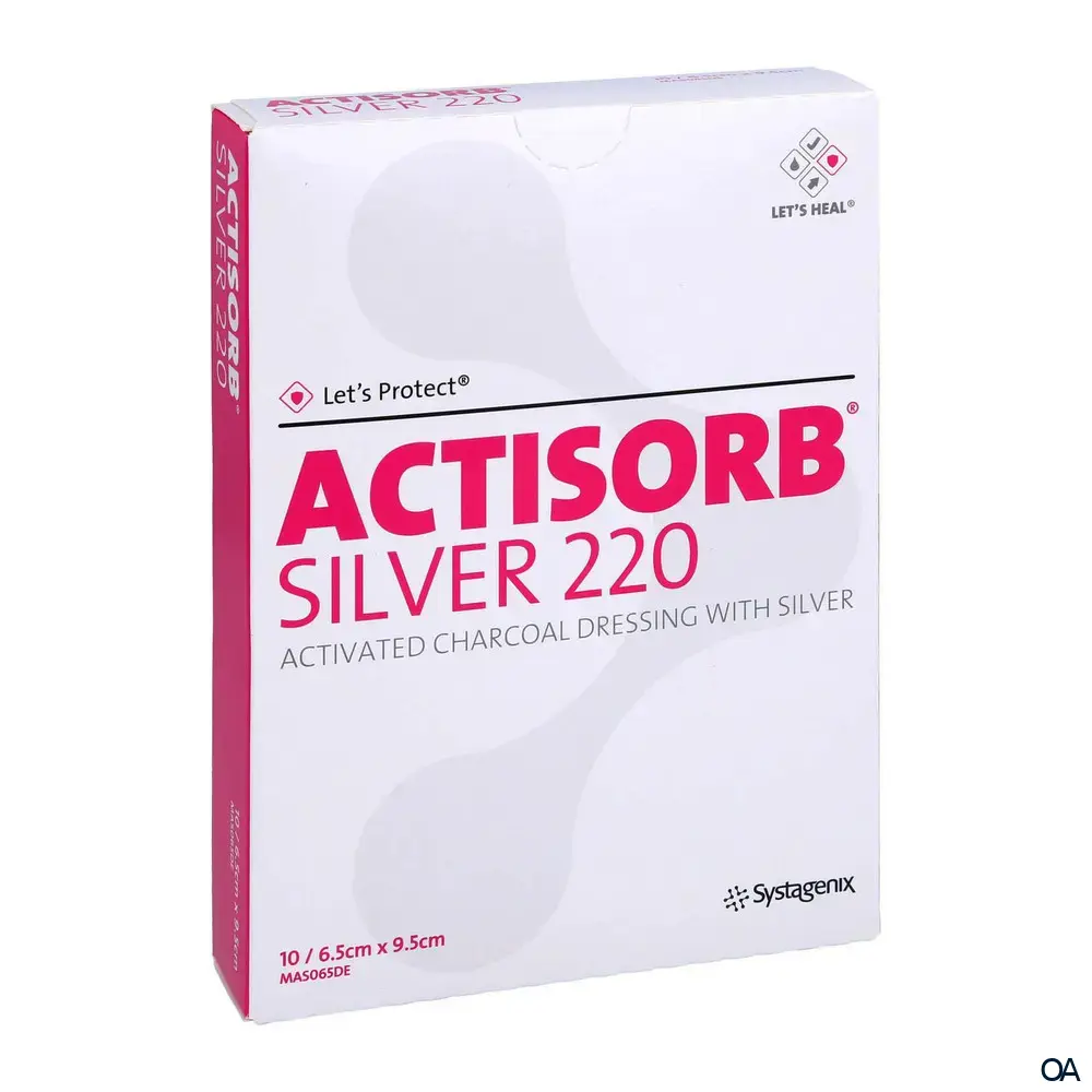 3M™ Actisorb™ Silver 220 Silber-Aktivkohleverband steril, 6,5 x 9,5 cm