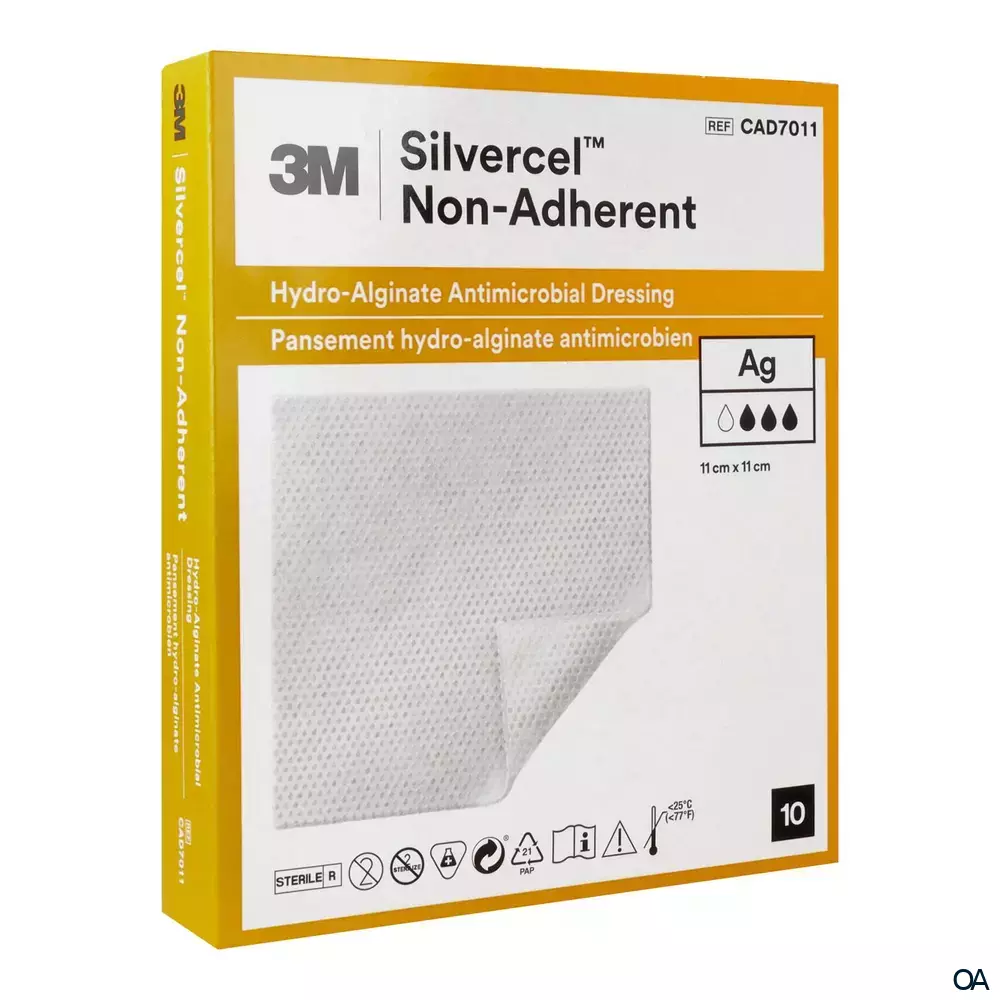 3M™ Silvercel™ Non-Adherent Silberhaltige antimikrobielle Hydroalginat-Wundauflagen steril, 11 x 11 cm 3M™ Silvercel™ Non-Adherent Silberhaltige antimikrobielle Hydroalginat-Wundauflagen steril, 11 x 11 cm