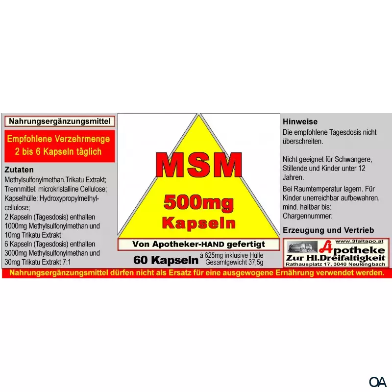 MSM 500 mg Optimum Quality Kapseln MSM 500 mg Optimum Quality Kapseln
