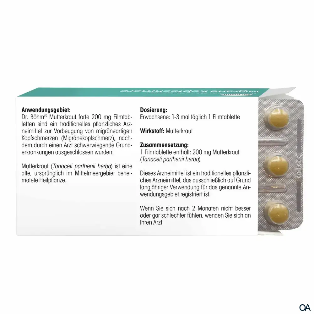 Dr. Böhm® Mutterkraut forte 200 mg Filmtabletten Dr. Böhm® Mutterkraut forte 200 mg Filmtabletten