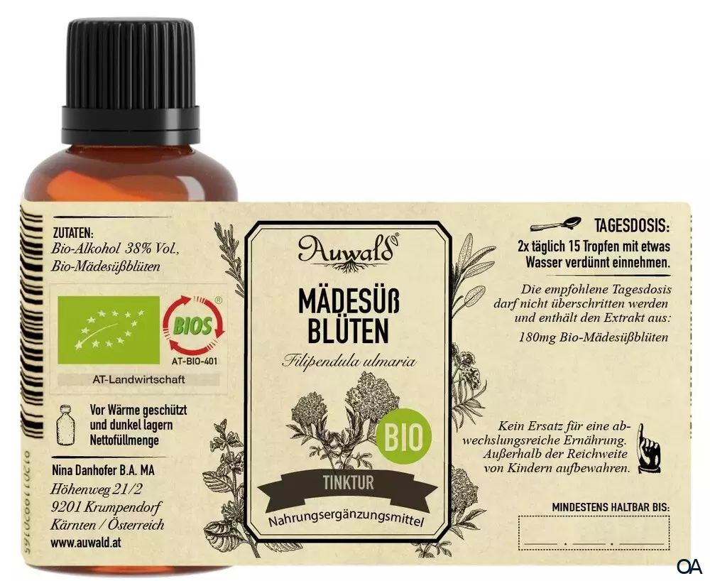 Auwald® Mädesüß Blüten - BIO Tropfen (Auszug, Extrakt, Essenz) Auwald® Mädesüß Blüten - BIO Tropfen (Auszug, Extrakt, Essenz)