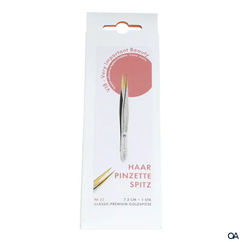 Kozbach Pharma 22 Pinzette, spitz 7,5 cm, Spitze vergoldet Kozbach Pharma 22 Pinzette, spitz 7,5 cm, Spitze vergoldet