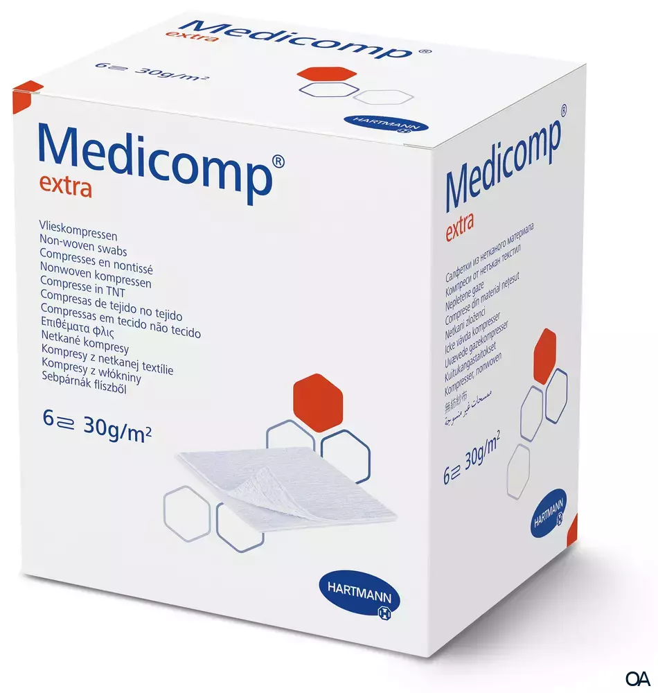 Medicomp® extra Vliesstoffkompressen 6-fach, unsteril, 10 x 20 cm