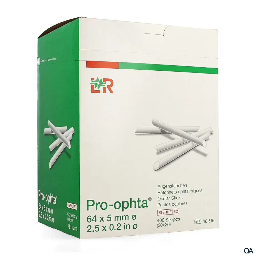 Pro-ophta® Augenstäbchen Tupfer steril, 64 x 5 mm Ø Pro-ophta® Augenstäbchen Tupfer steril, 64 x 5 mm Ø