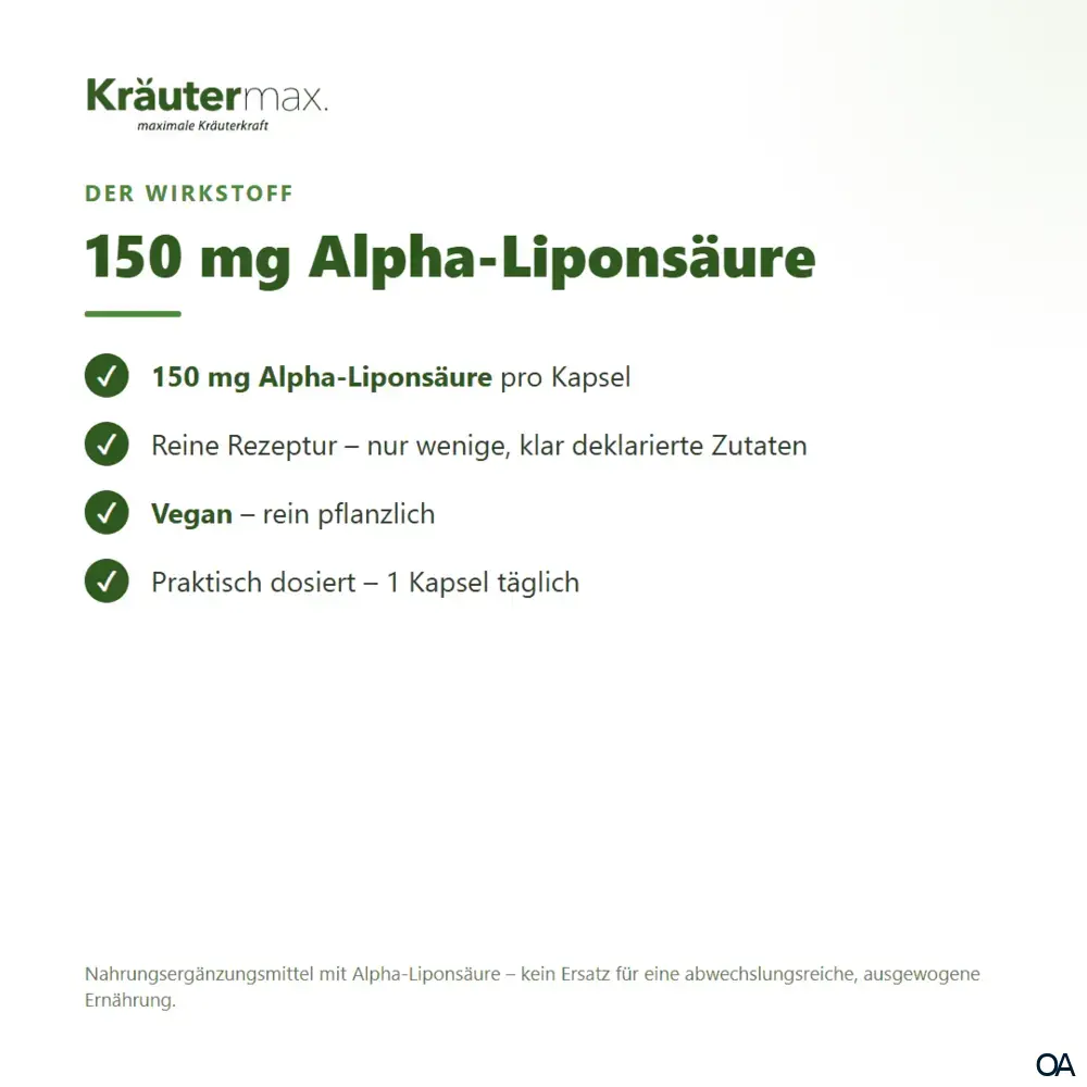 Kräutermax Alpha Liponsäure 150 mg Kapseln