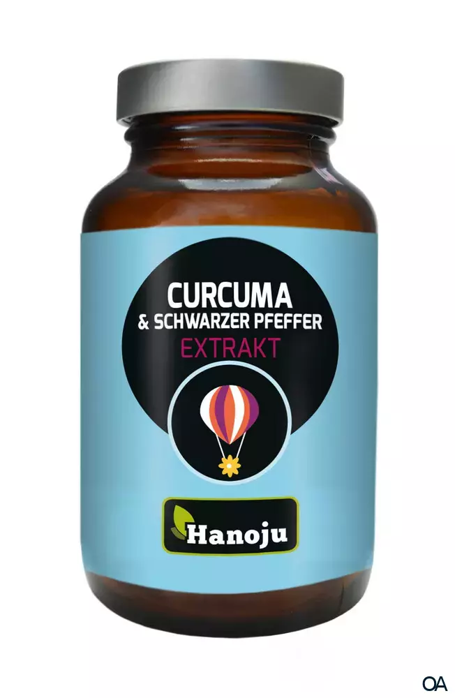 Hanoju Curcuma Pulver + Schwarzer Pfeffer Extrakt 500 mg