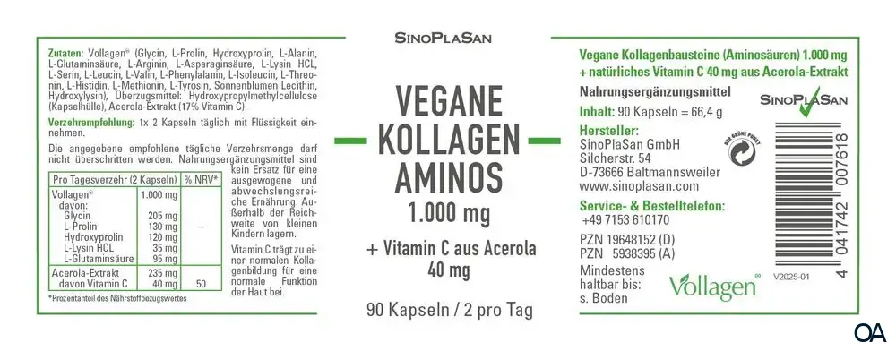 SinoPlaSan Veganes Kollagen + Vitamin C Kapseln