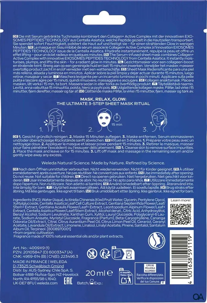 Weleda EXO BOOST Collagen Tuchmaske Blauer Enzian