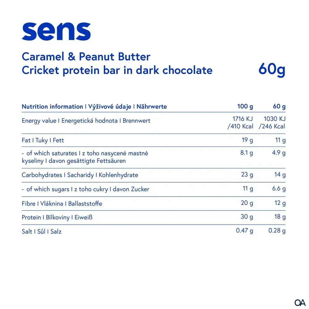 SENS Proteinriegel in dunkler Schokolade - Karamell & Erdnussbutter