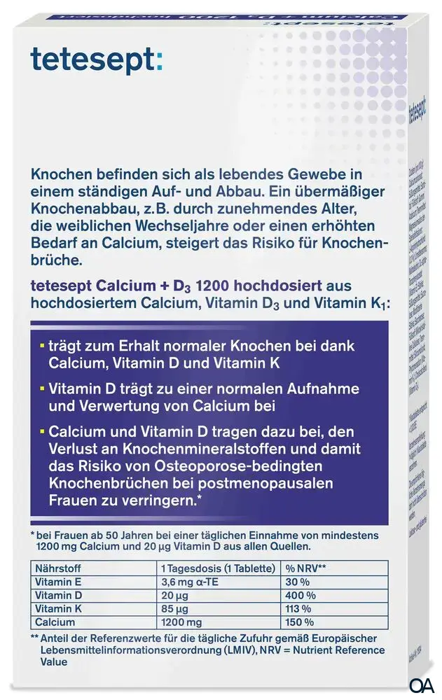 tetesept Calcium+D3 1200 hochdosiert Kautabletten tetesept Calcium+D3 1200 hochdosiert Kautabletten