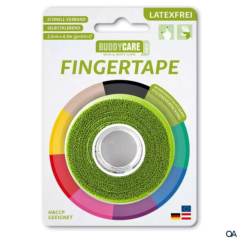 BUDDYCARE® MED Fingertape Gras Grün 2,5 cm x 4,5 m