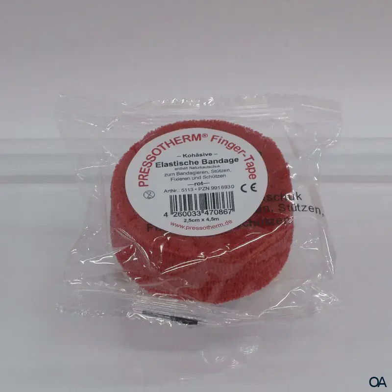 Pressotherm® Finger-Tape Kohäsive Elastische Bandage, 2,5 cm x 4,5 m - Rot Pressotherm® Finger-Tape Kohäsive Elastische Bandage, 2,5 cm x 4,5 m - Rot