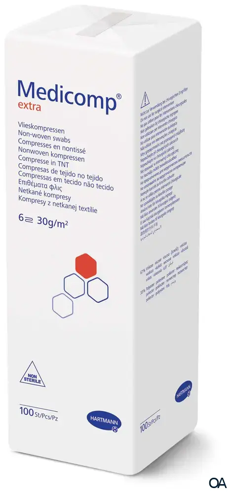 Medicomp® extra Vliesstoff Kompressen unsteril, 6-fach, 7,5 x 7,5 cm