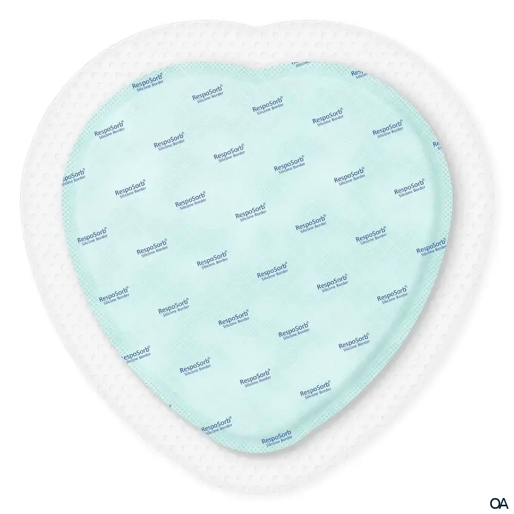 RespoSorb® Silicone Border Sacrum selbsthaftende superabsorbierende Saugkompresse mit Silikonwundkontaktschicht steril, 23 x 23 cm
