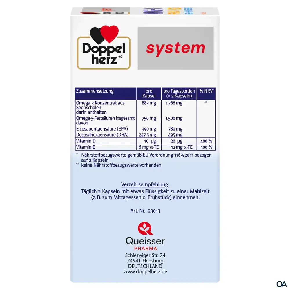 Doppelherz system OMEGA-3 PREMIUM 1500 HERZ + GEHIRN + ABWEHR Kapseln