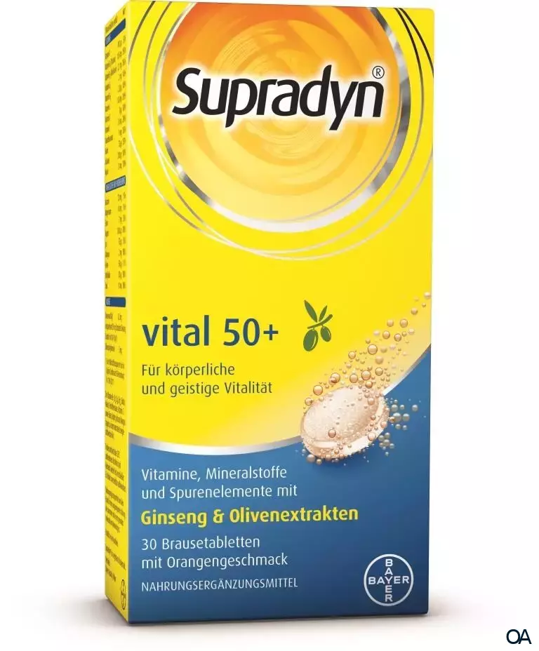 Supradyn® vital 50+ Brausetabletten mit Ginseng- & Olivenextrakten Supradyn® vital 50+ Brausetabletten mit Ginseng- & Olivenextrakten