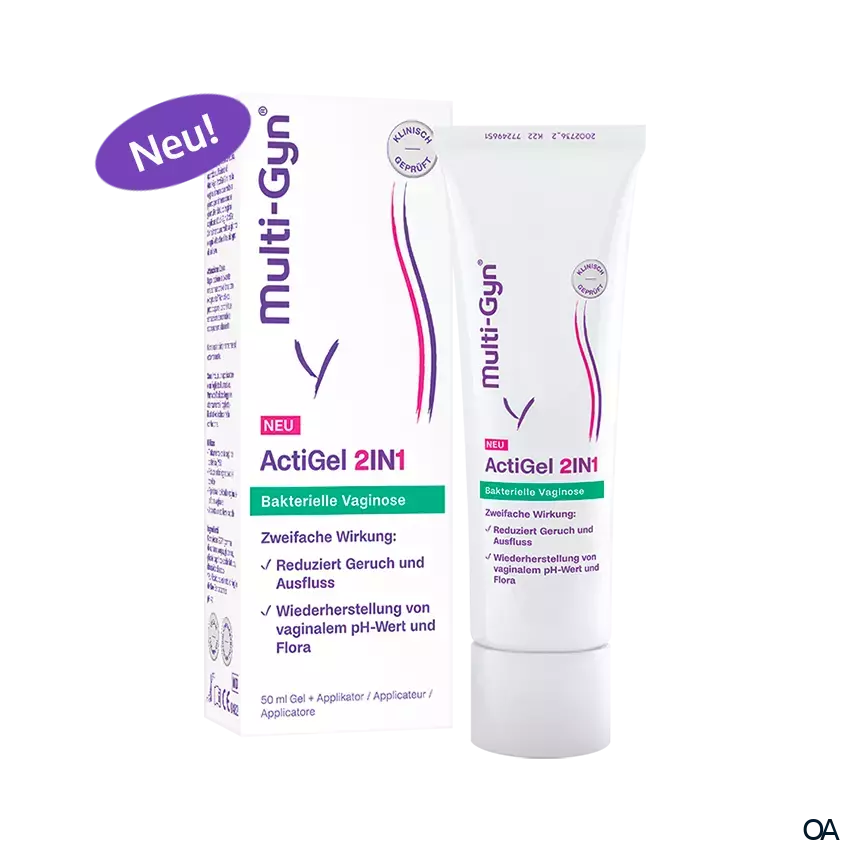 Multi-Gyn ActiGel 2IN1 + Applikator: Behandelt bakterielle Vaginose + optimiert den vaginalen pH-Wert und die Vaginalflora Multi-Gyn ActiGel 2IN1 + Applikator: Behandelt bakterielle Vaginose + optimiert den vaginalen pH-Wert und die Vaginalflora