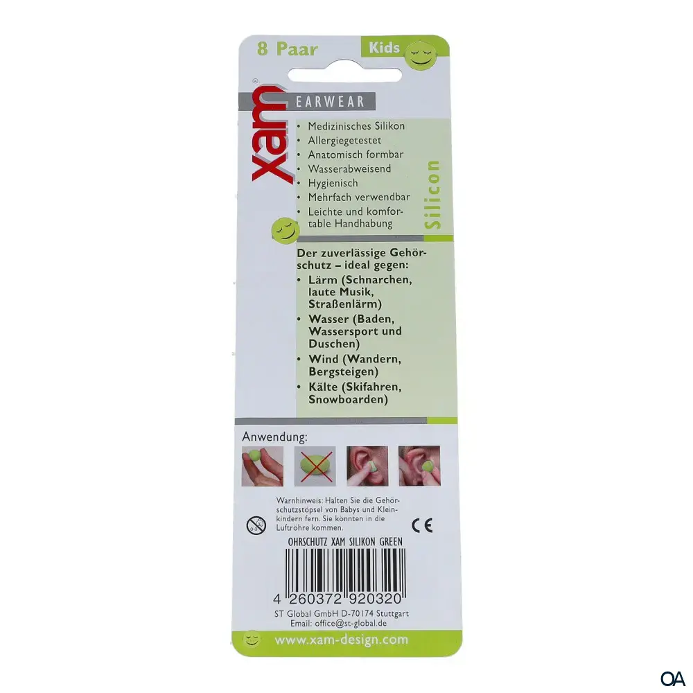 xam® Earwear Gehörschutz Kids Silikon - Grün