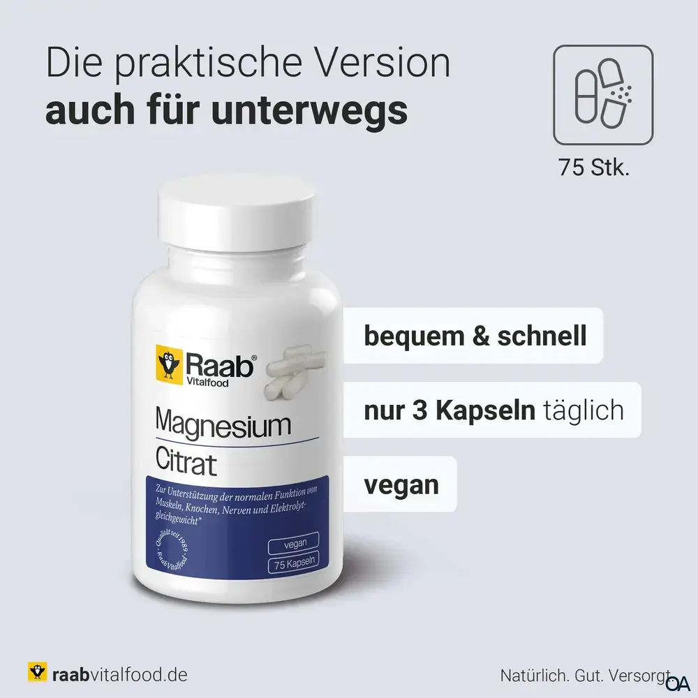 Raab® Vitalfood Magnesiumcitrat Kapseln