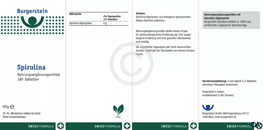 Burgerstein Spirulina Tabletten Burgerstein Spirulina Tabletten