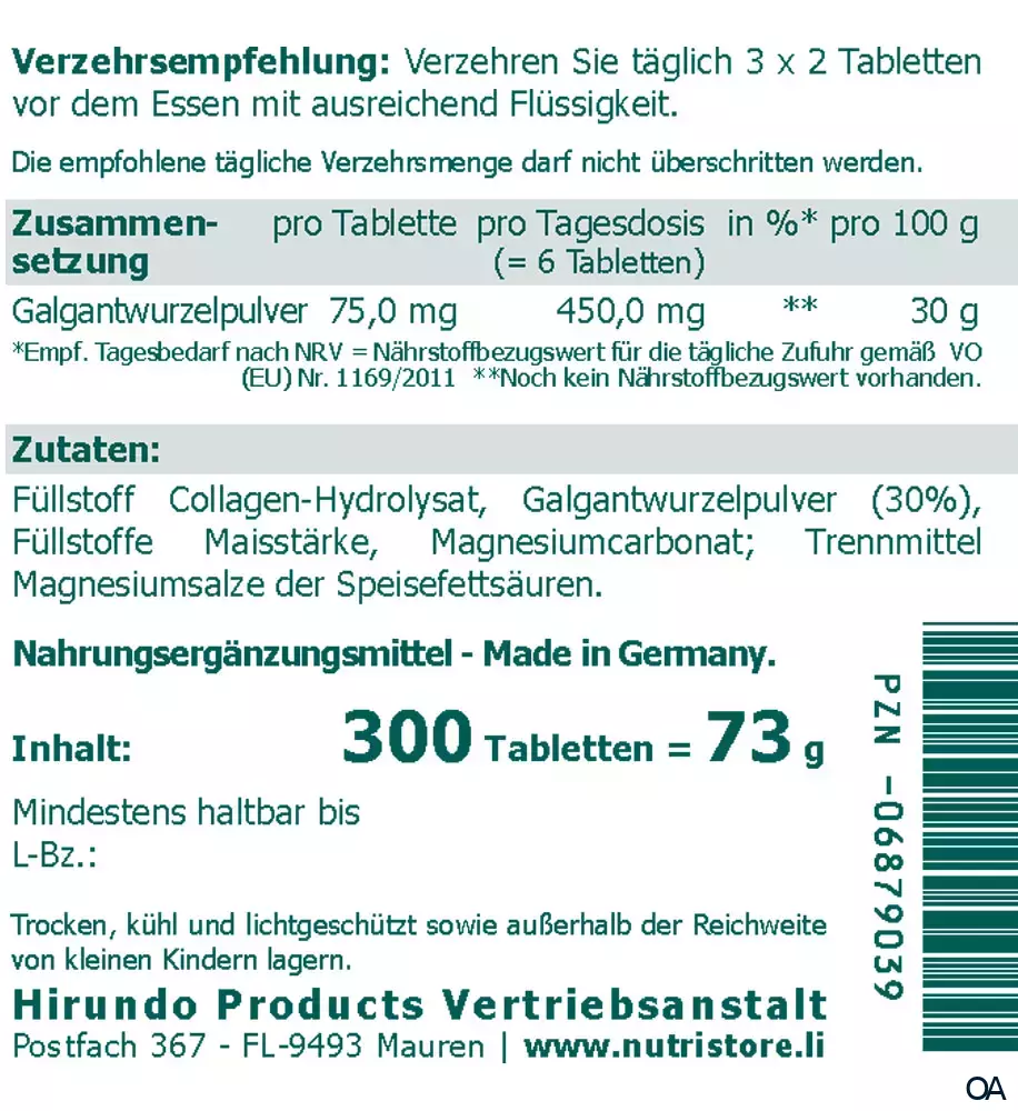 The Nutri Store Galgant Presslinge The Nutri Store Galgant Presslinge