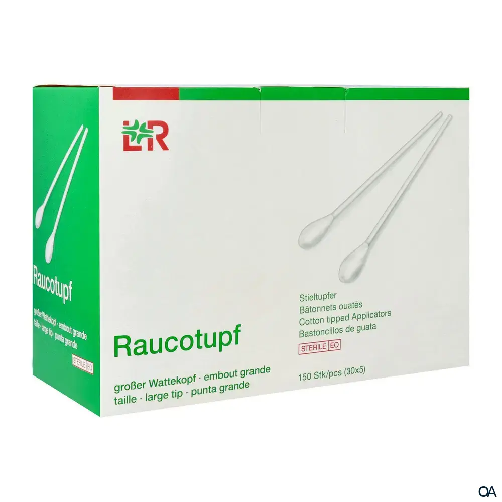 Raucotupf Stieltupfer - Großer Wattekopf, steril - 30 x 5 Stück