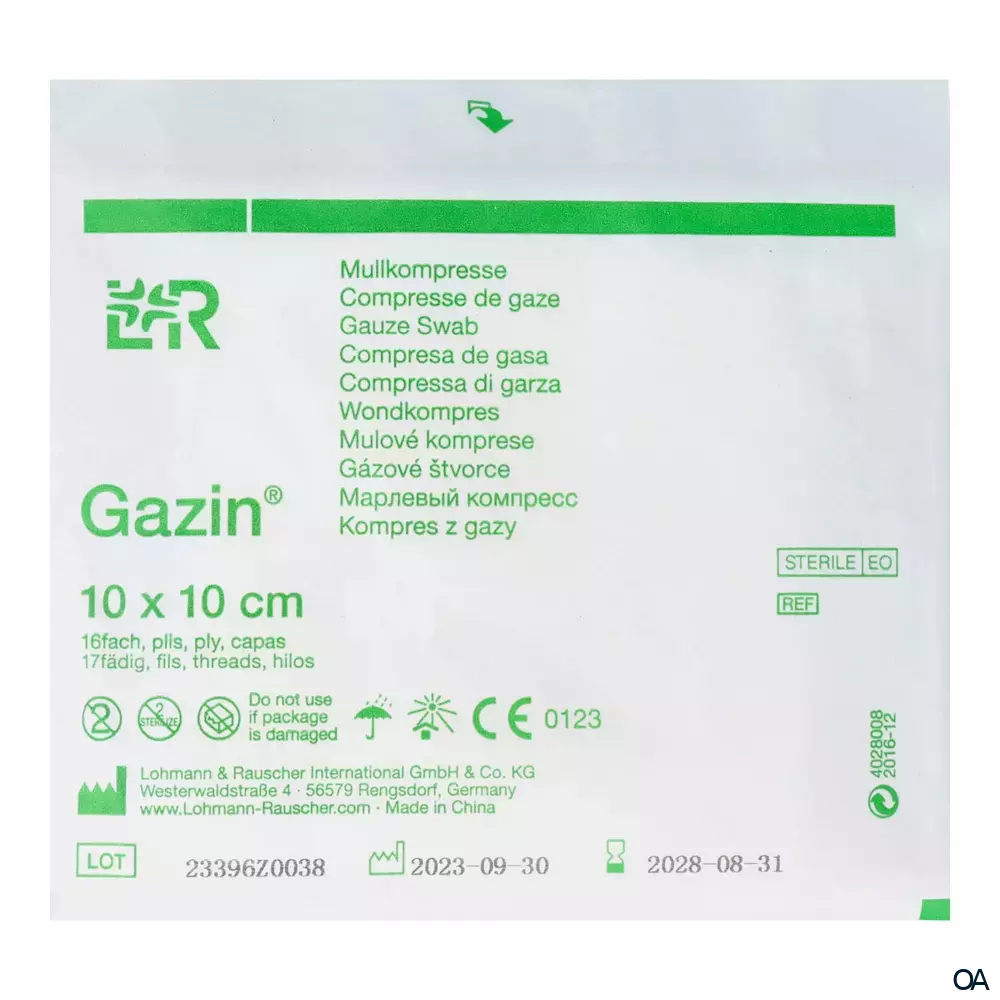 Gazin® Mullkompressen steril, 16-fach, 17-fädig, 10 x 10 cm Gazin® Mullkompressen steril, 16-fach, 17-fädig, 10 x 10 cm