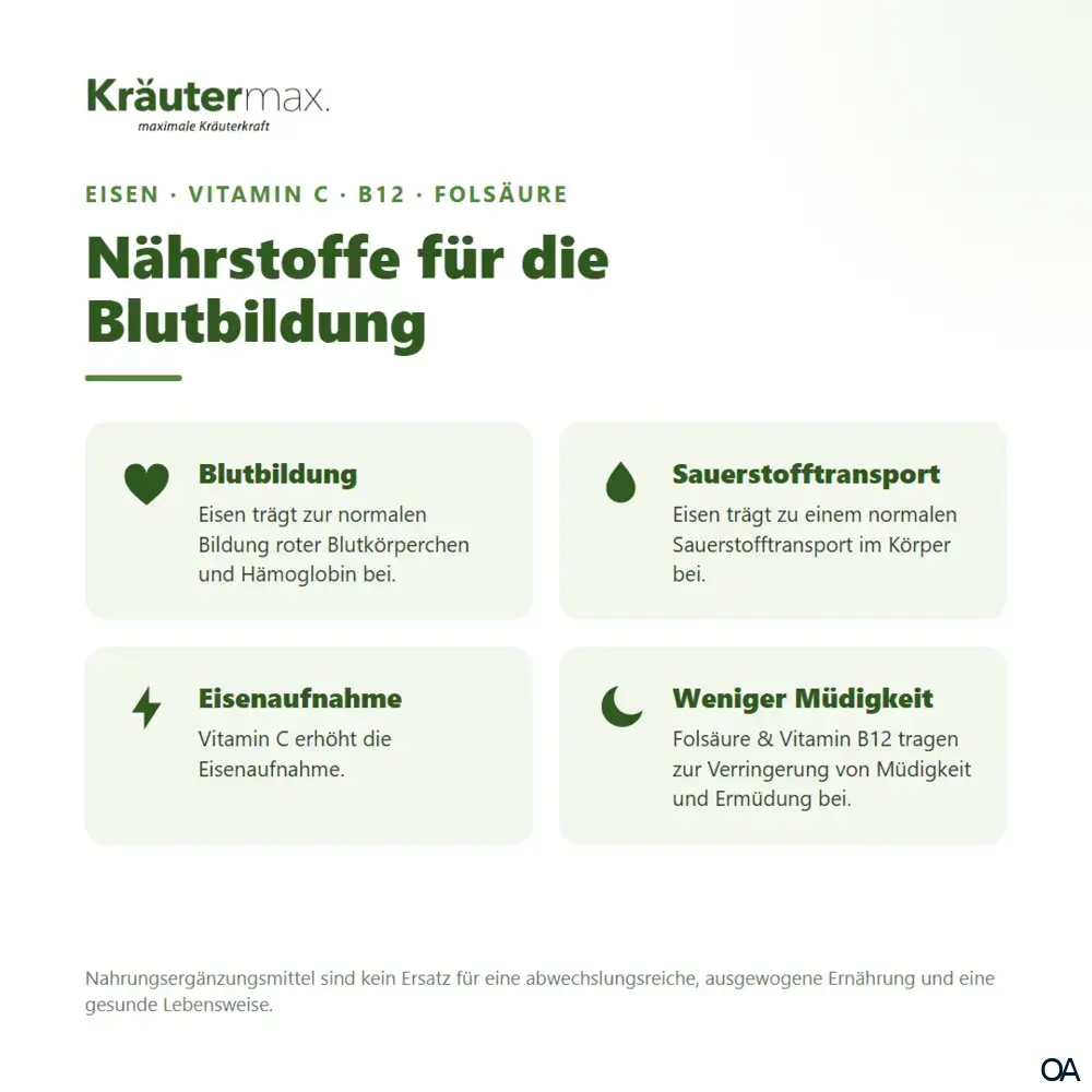 Kräutermax Blutbildung Eisen mit Vitamin C Kapseln