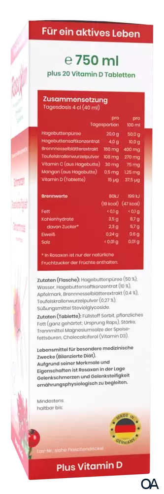 RosaXan® Saft 750 ml + Vitamin D Tabletten 20 Stück