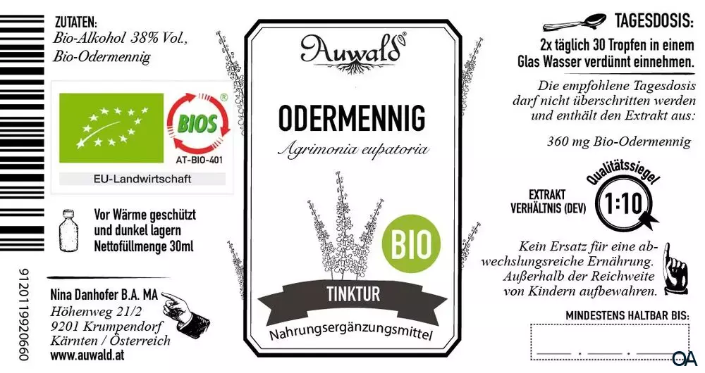 Auwald® Odermennig - BIO Tropfen (Auszug, Extrakt, Essenz)