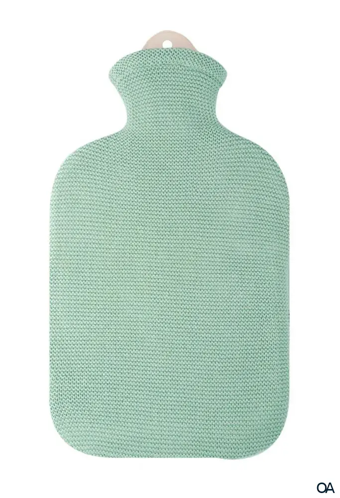 Sänger Wärmflasche mit Strickbezug aus Baumwolle "Mintgrün" - 2,0L
