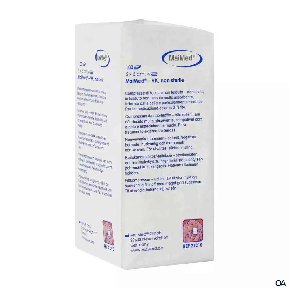 MaiMed Vlieskompressen 4-fach, unsteril, 5 x 5 cm
