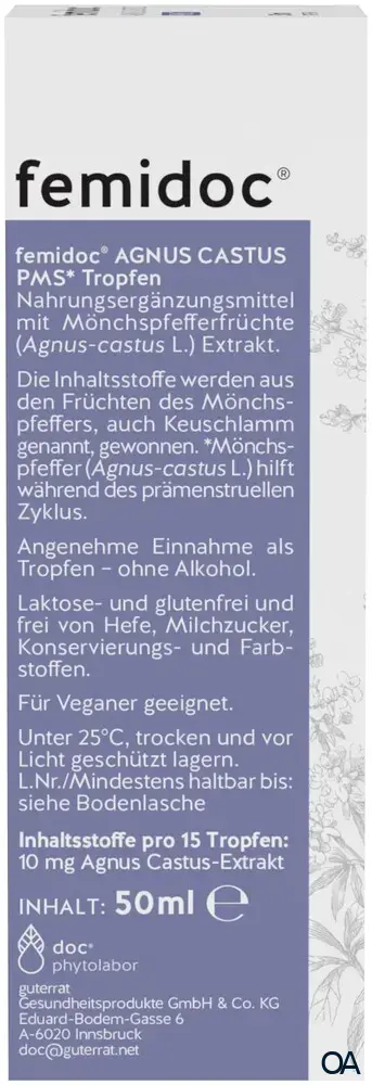 femidoc® AGNUS CASTUS PMS* Tropfen Bio femidoc® AGNUS CASTUS PMS* Tropfen Bio