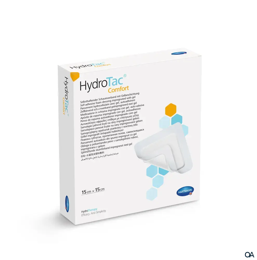 HydroTac® Comfort Selbsthaftender Schaumverband mit Gelbeschichtung steril, 15 x 15 cm