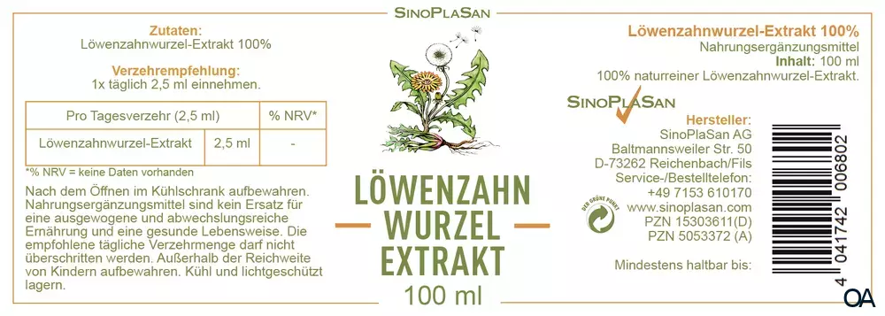 SinoPlaSan Löwenzahnwurzel-Extrakt flüssig SinoPlaSan Löwenzahnwurzel-Extrakt flüssig