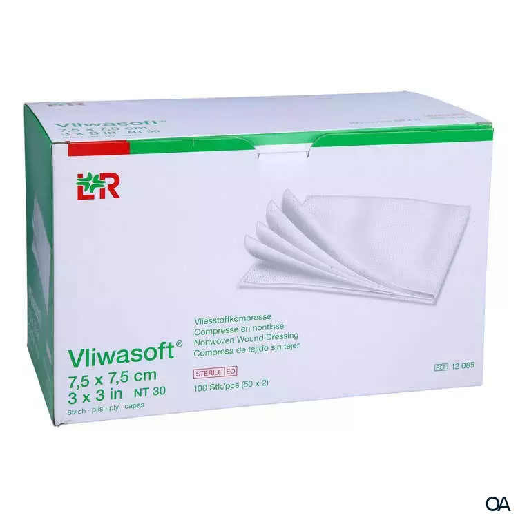 Vliwasoft® Vliesstoffkompressen, steril, 6-lagig, 7,5 x 7,5 cm