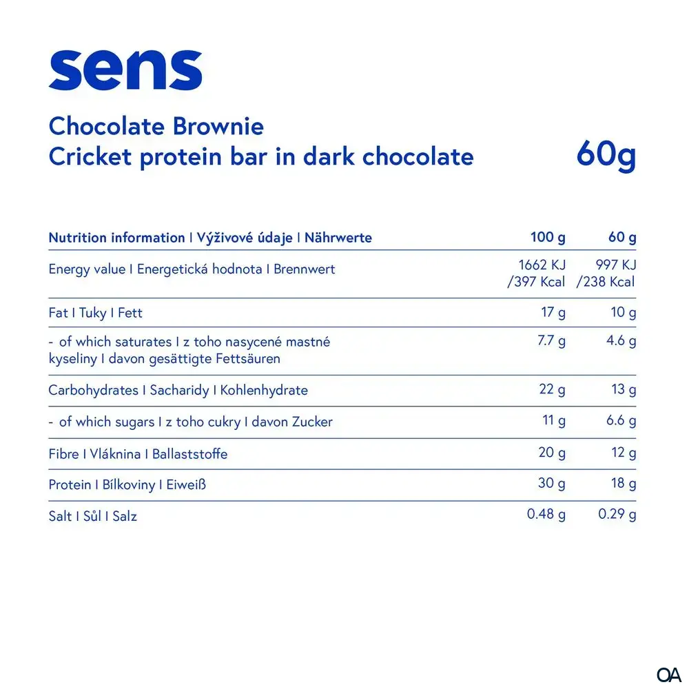 SENS Proteinriegel in dunkler Schokolade - Schoko-Brownie SENS Proteinriegel in dunkler Schokolade - Schoko-Brownie