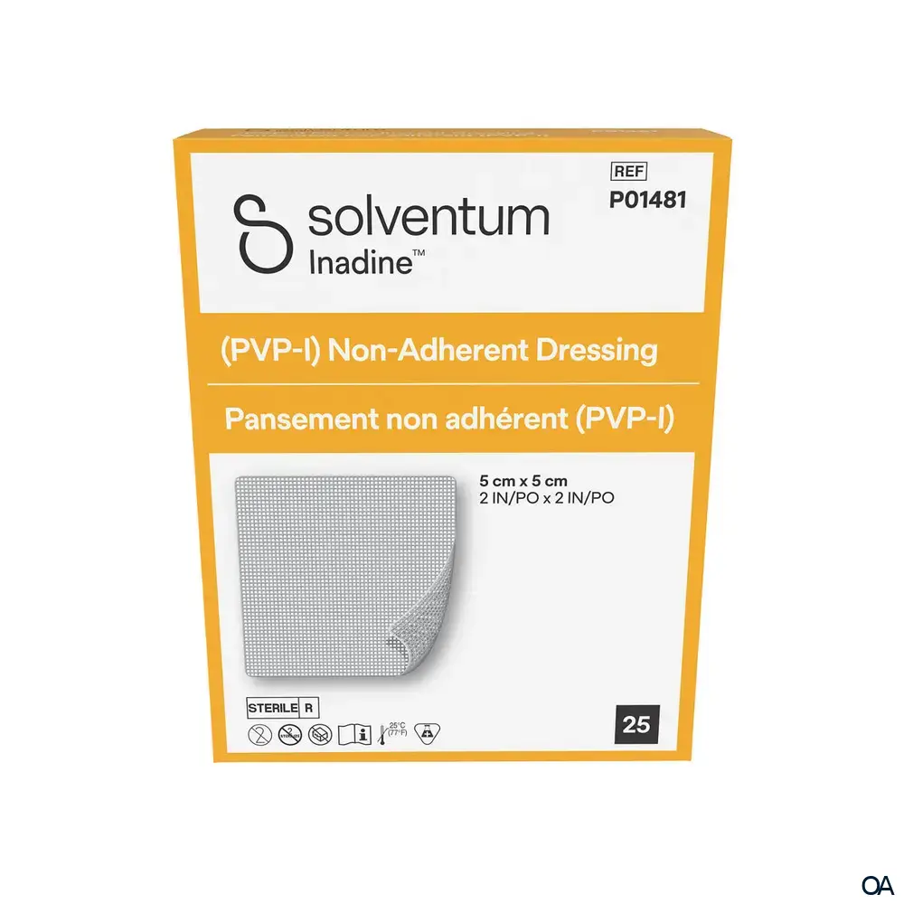 Solventum™ INADINE™ PVP-Iod Wundauflage steril, 5 x 5 cm