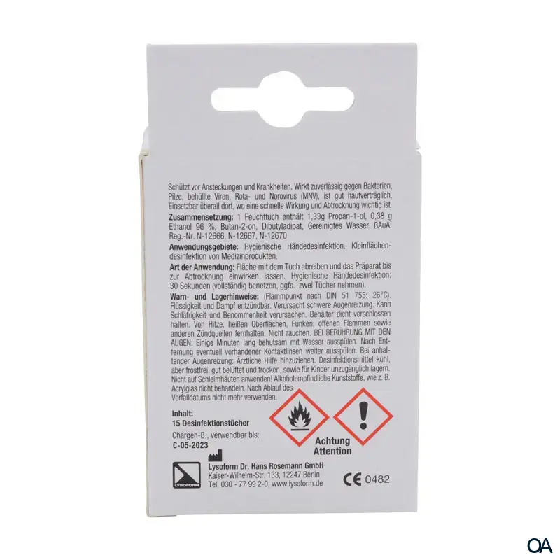 Lysoform Hospisept® Tücher Wischdesinfektion von Medizinprodukten, einzeln