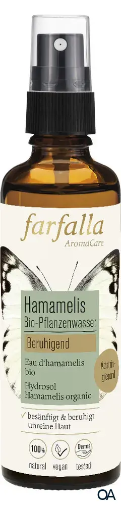 Farfalla Hamamelis, Bio-Pflanzenwasser, beruhigend Farfalla Hamamelis, Bio-Pflanzenwasser, beruhigend
