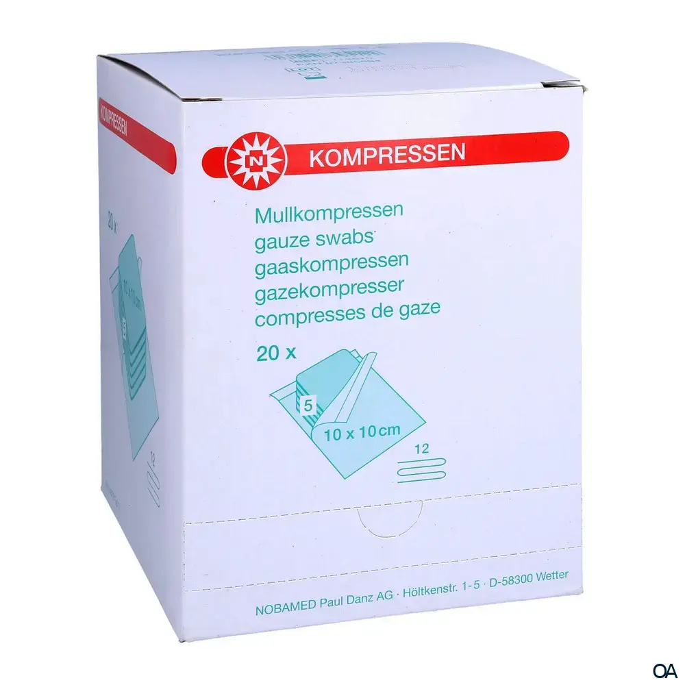 Noba Mullkompressen 12-fach, 17-fädig, steril, 10 x 10 cm, 5 x 20 Stück