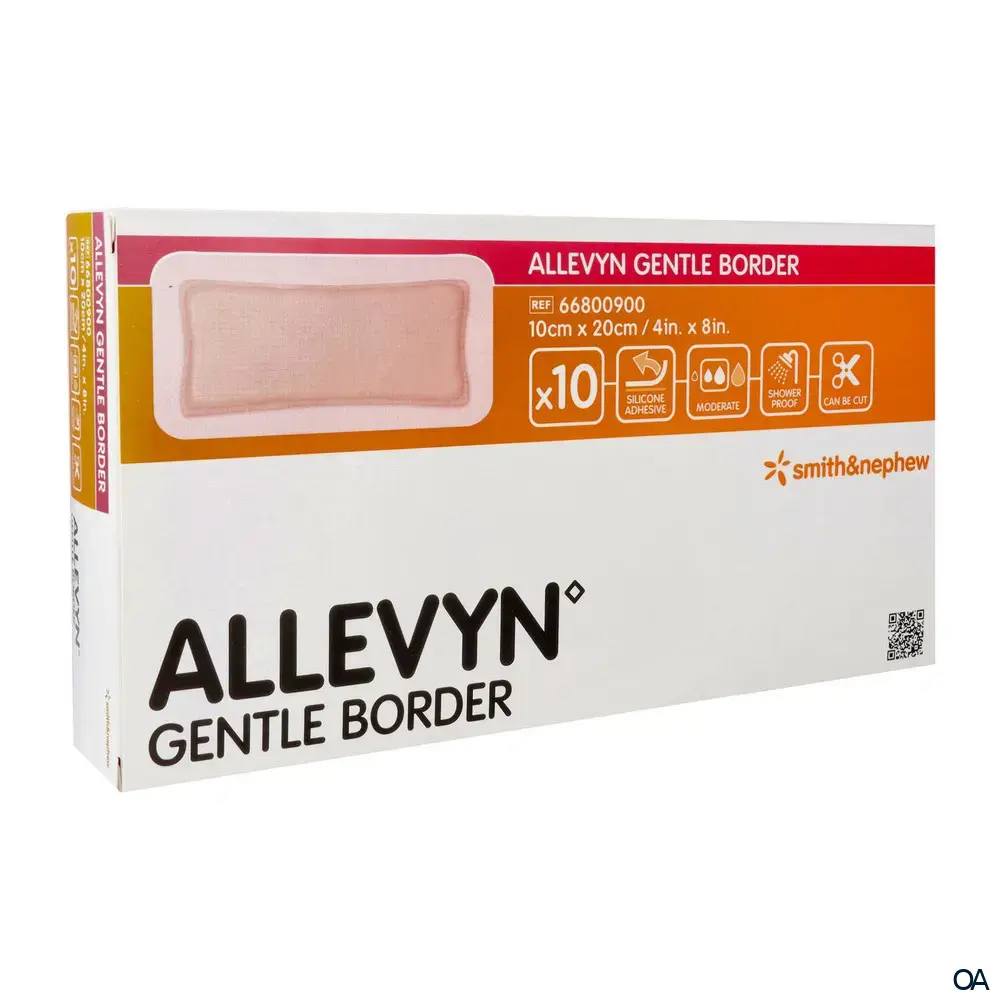 ALLEVYN GENTLE BORDER haftender Wundverband steril, 10 x 20 cm ALLEVYN GENTLE BORDER haftender Wundverband steril, 10 x 20 cm