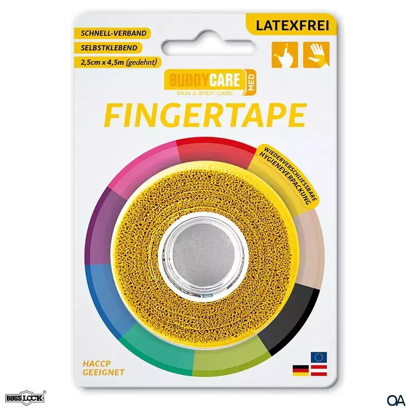BUDDYCARE® MED Fingertape Gelb 2,5 cm x 4,5 m BUDDYCARE® MED Fingertape Gelb 2,5 cm x 4,5 m
