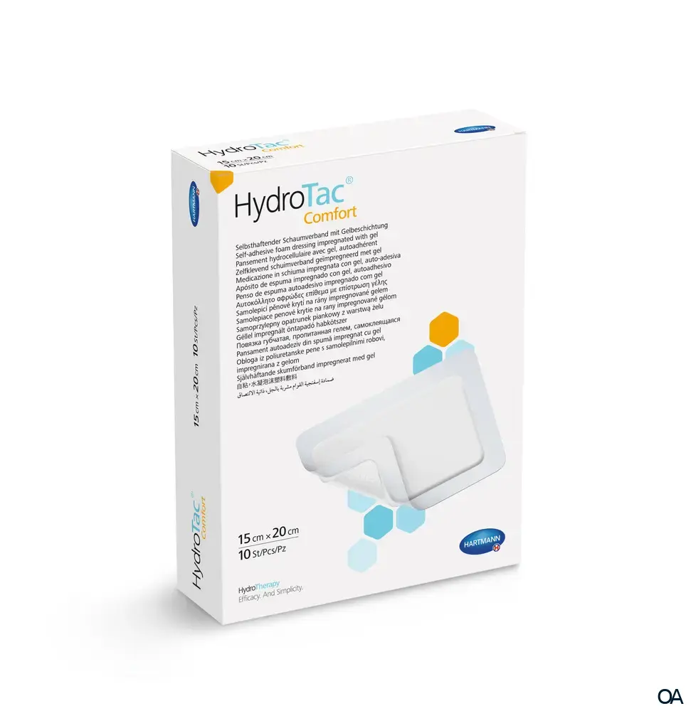 HydroTac® Comfort Selbsthaftender Schaumverband mit Gelbeschichtung steril, 15 x 20 cm