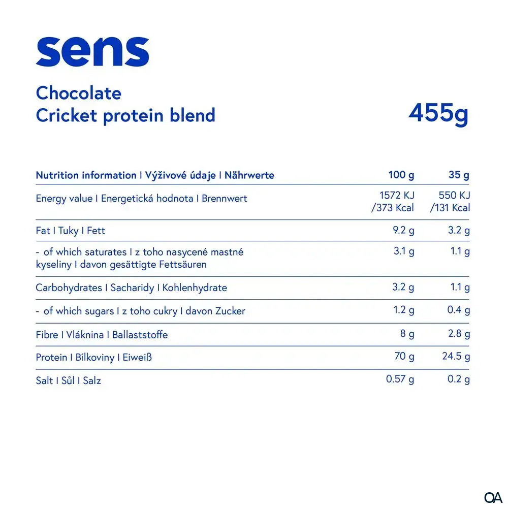 SENS Proteinshake mit Grillenmehl – Schokolade Pulver