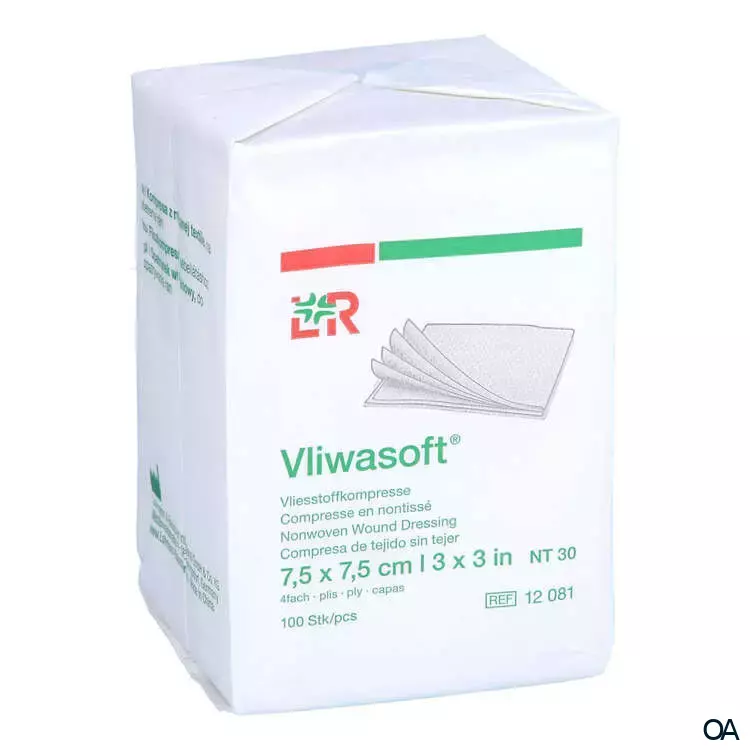 Vliwasoft® Vliesstoffkompressen, unsteril, 4-lagig, 7,5 x 7,5 cm