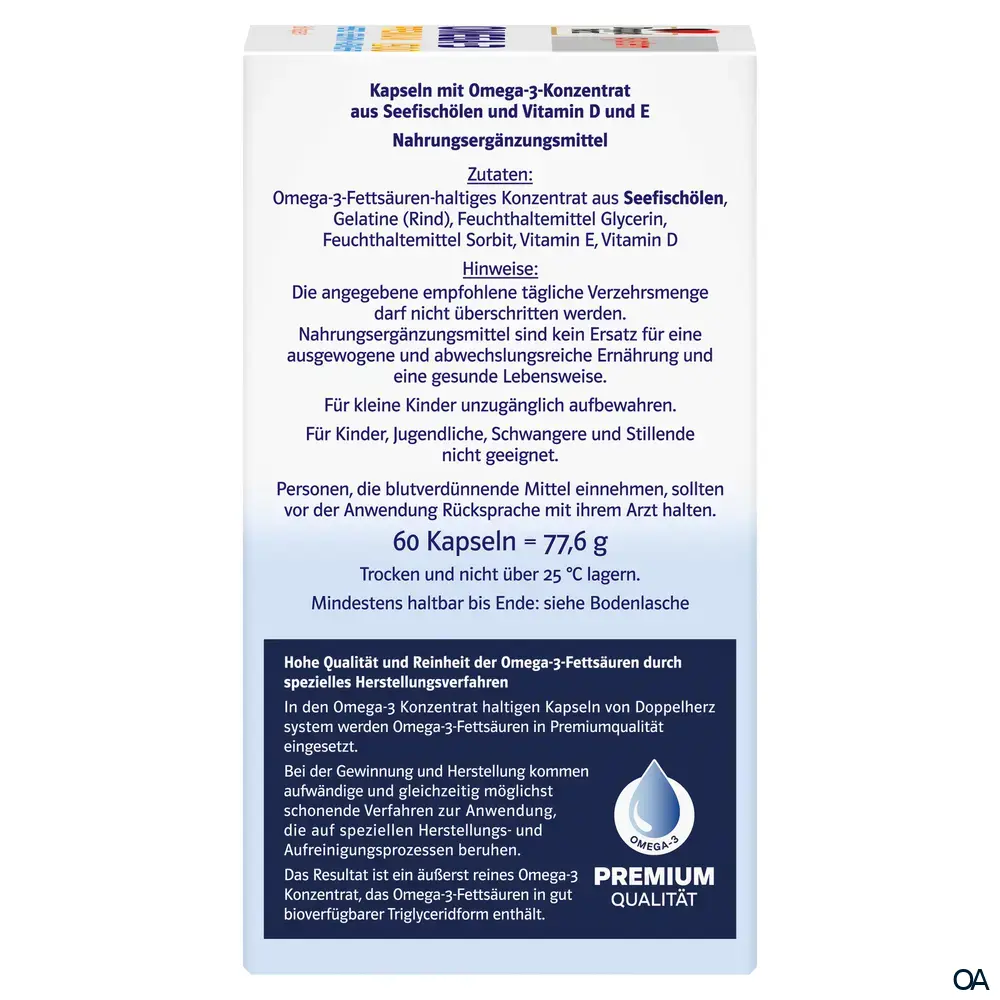 Doppelherz system OMEGA-3 PREMIUM 1500 HERZ + GEHIRN + ABWEHR Kapseln