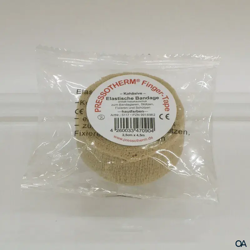 Pressotherm® Finger-Tape Kohäsive Elastische Bandage, 2,5 cm x 4,5 m - Hautfarben Pressotherm® Finger-Tape Kohäsive Elastische Bandage, 2,5 cm x 4,5 m - Hautfarben