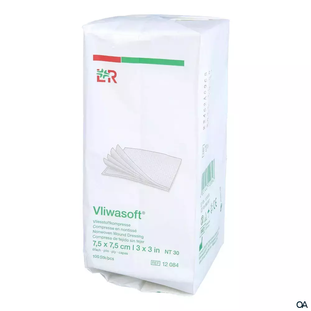 Vliwasoft® Vliesstoffkompressen, unsteril, 6-lagig, 7,5 x 7,5 cm