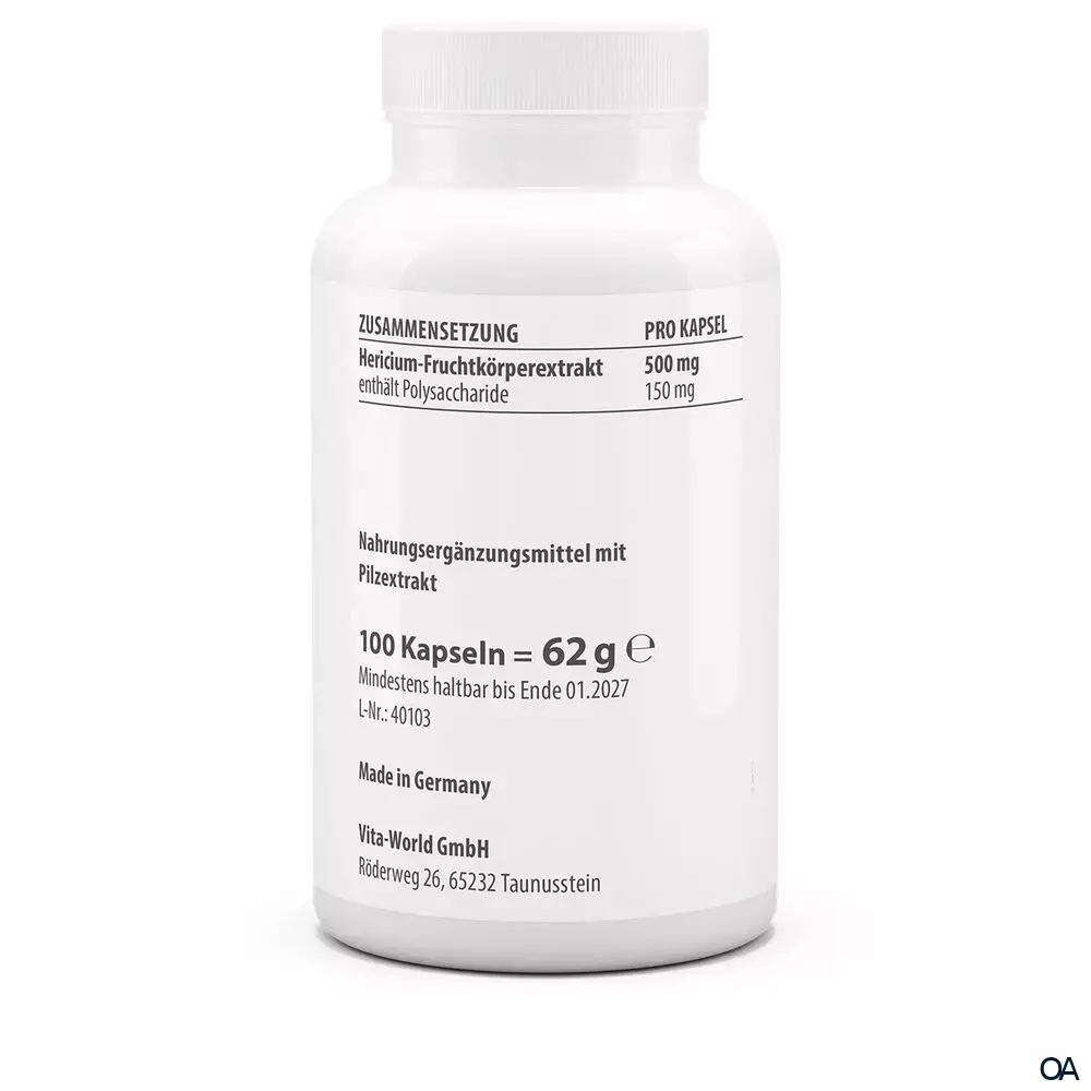 Vitaworld Hericium erinaceus Extrakt 500 mg Kapseln Vitaworld Hericium erinaceus Extrakt 500 mg Kapseln